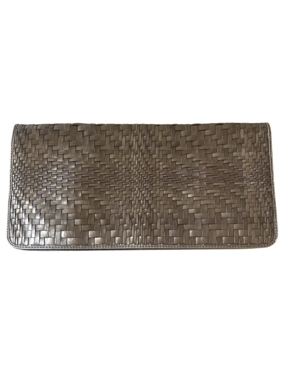 COLE HAHN METALLIC COPPER/RUST WOVEN LEATHER ENVELOPE CLUTCH HANDBAG 14x7 Inch